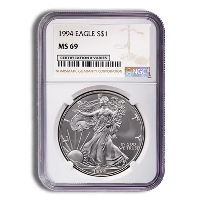 1994 Silver Eagle NGC MS69 — Silver bullion from Standard Bullion