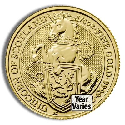 1/4 oz Great Britain Queen's Beast Gold Coin (Year/Design Varies) — Gold bullion from Standard Bullion