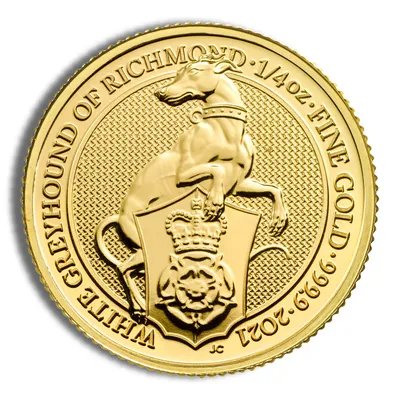 2021 1/4 oz Great Britain Queen's Beast Gold Coin - Greyhound — Gold bullion from Standard Bullion