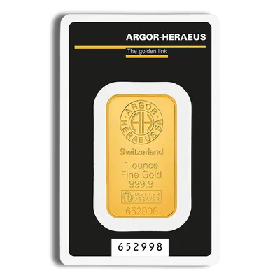 1 oz Gold Bar - Argor-Heraeus Kinebar (Carded) — Gold bullion from Standard Bullion