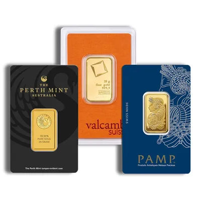 20 gram Gold Bar - Brand Varies (Carded) — Gold bullion from Standard Bullion