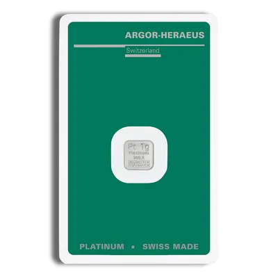 1 gram Platinum Bar - Argor-Heraeus (Carded) — Platinum bullion from Standard Bullion