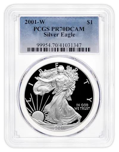 2001-W Proof Silver Eagle PCGS PR70 — Silver bullion from Standard Bullion