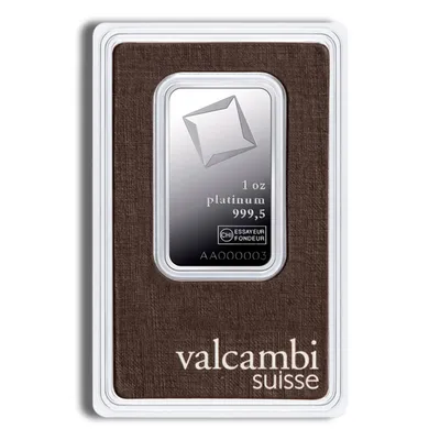 1 oz Platinum Bar - Valcambi (Carded) — Platinum bullion from Standard Bullion