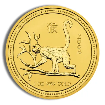 2004 1 oz Australia Gold Lunar Monkey BU - Series I — Gold bullion from Standard Bullion