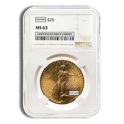 $20 Gold Saint-Gaudens Double Eagle - NGC MS63 — Gold bullion from Standard Bullion