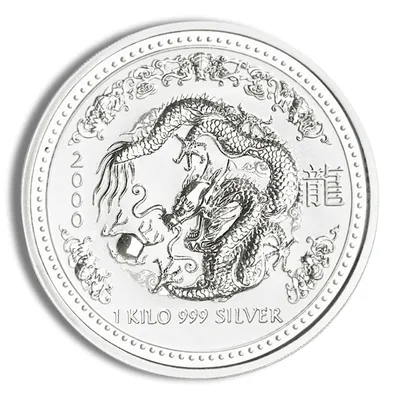 2000 Kilo Australia Silver Lunar Dragon BU - Series I — Silver bullion from Standard Bullion