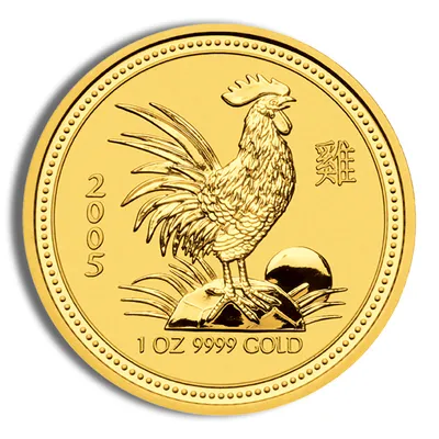 2005 1 oz Australia Gold Lunar Rooster BU - Series I — Gold bullion from Standard Bullion