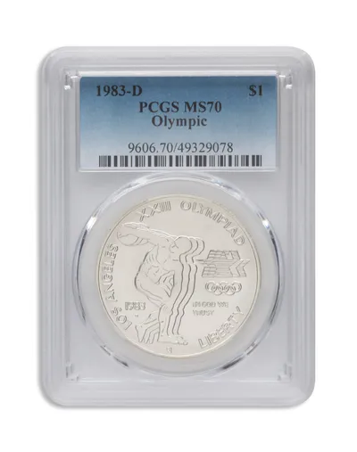 1983-D <body>LA Olympic Silver Commem - PCGS MS70 — Silver bullion from Standard Bullion