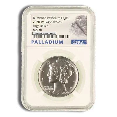 2020-W 1 oz Burnished Palladium Eagle NGC MS70 (Label Varies) — Palladium bullion from Standard Bullion