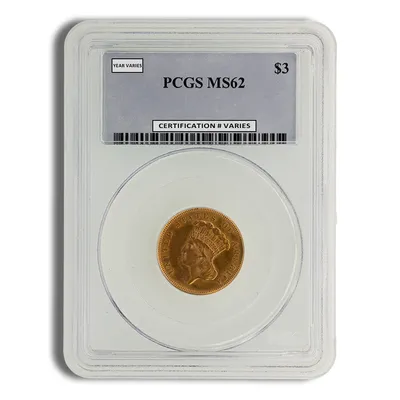 $3 Gold Princess - PCGS MS62 — Gold bullion from Standard Bullion