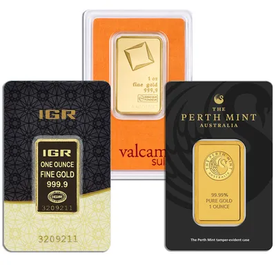 1 oz Gold Bar - Brand Varies .9999 (Carded) — Gold bullion from Standard Bullion