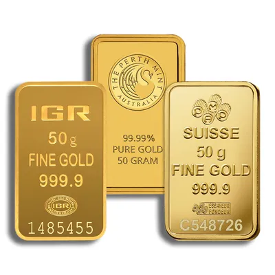 50 gram Gold Bar - Brand Varies (No Card) — Gold bullion from Standard Bullion