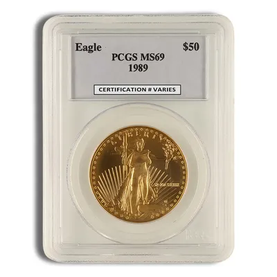 1989 1 oz Gold Eagle $50 PCGS MS69 — Gold bullion from Standard Bullion