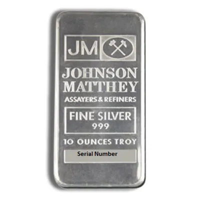 10 oz Silver Bar - Johnson Matthey - JM — Silver bullion from Standard Bullion