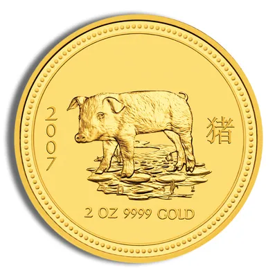 2007 2 oz Australia Gold Lunar Pig BU - Series I — Gold bullion from Standard Bullion