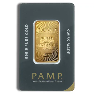 1 oz Gold Bar - PAMP Suisse (Carded) — Gold bullion from Standard Bullion
