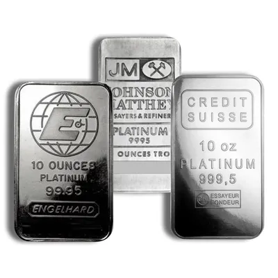 10 oz Platinum Bar - Brand Varies .999+ (No Card) — Platinum bullion from Standard Bullion