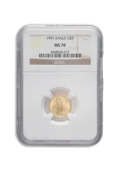 1991 1/10 oz Gold Eagle $5 NGC MS70 — Gold bullion from Standard Bullion