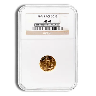1991 1/10 oz Gold Eagle $5 NGC MS69 — Gold bullion from Standard Bullion