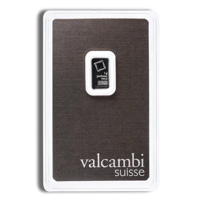 1 gram Platinum Bar - Valcambi (Carded) — Platinum bullion from Standard Bullion
