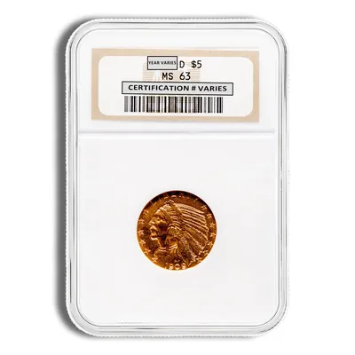 $5 Gold Indian Half Eagle - NGC MS63 — Gold bullion from Standard Bullion