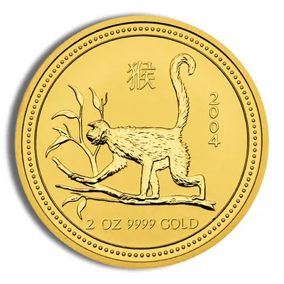 2004 2 oz Australia Gold Lunar Monkey BU - Series I — Gold bullion from Standard Bullion