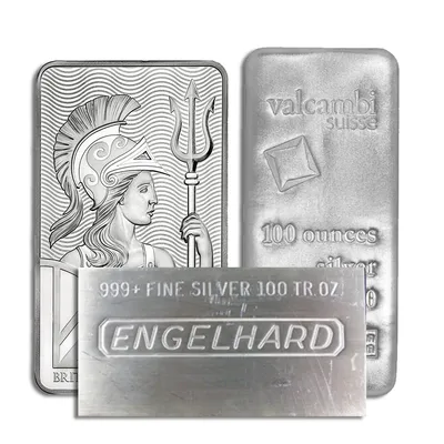 100 oz Silver Bar - Brand Varies — Silver bullion from Standard Bullion