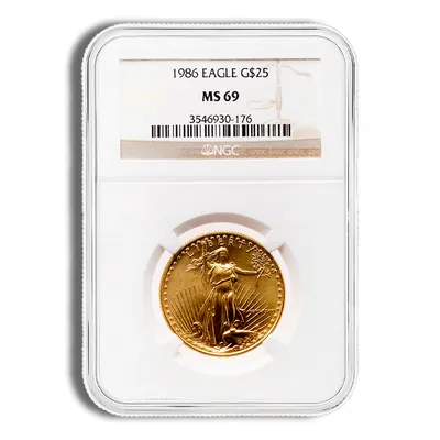 1986 1/2 oz Gold Eagle $25 NGC MS69 — Gold bullion from Standard Bullion