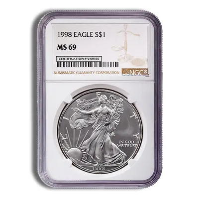 1998 Silver Eagle NGC MS69 — Silver bullion from Standard Bullion