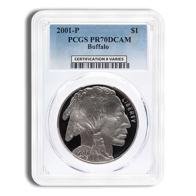 2001-P <body> Silver Buffalo Commem - PCGS PR70 — Silver bullion from Standard Bullion
