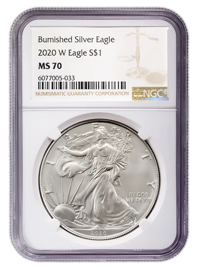 2020-W Burnished Silver Eagle NGC MS70 — Silver bullion from Standard Bullion