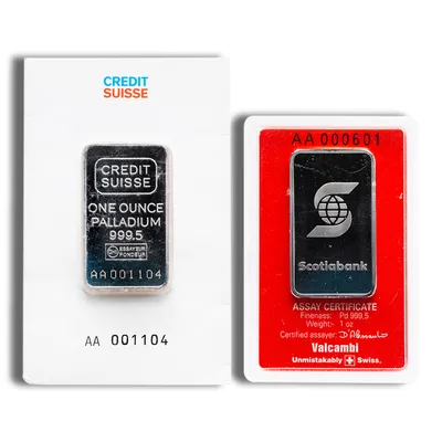 1 oz Palladium Bar - Brand Varies (Carded) — Palladium bullion from Standard Bullion