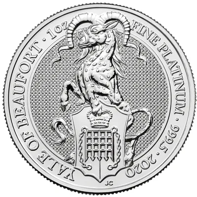 2020 1 oz Great Britain Queen's Beast Platinum Coin - Yale of Beaufort — Platinum bullion from Standard Bullion