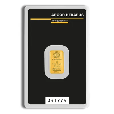 2 gram Gold Bar - Argor-Heraeus (Carded) — Gold bullion from Standard Bullion