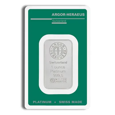 1 oz Platinum Bar - Argor-Heraeus (Carded) — Platinum bullion from Standard Bullion
