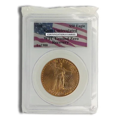 1998 1 oz Gold Eagle $50 PCGS Gem BU - WTC Ground Zero — Gold bullion from Standard Bullion