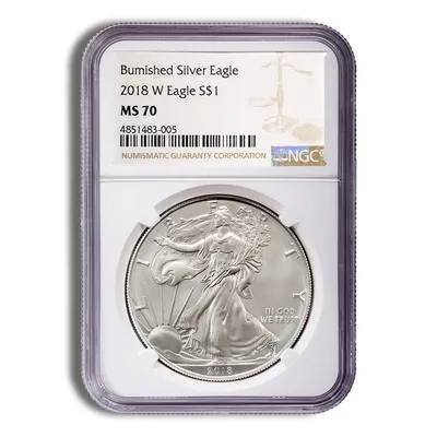 2018-W Burnished Silver Eagle NGC MS70 — Silver bullion from Standard Bullion