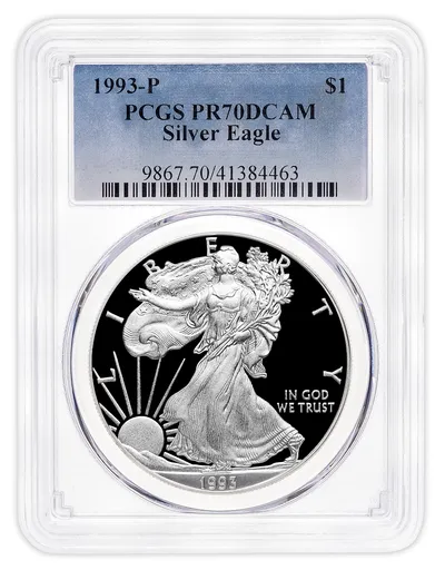1993-P Proof Silver Eagle PCGS PR70 — Silver bullion from Standard Bullion