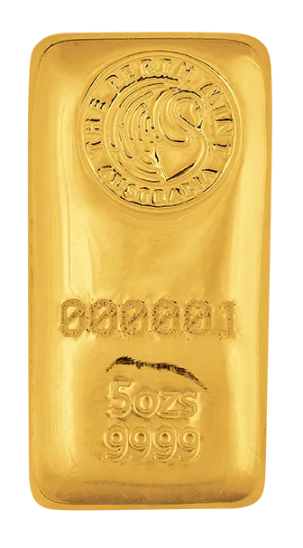 5 oz Gold Bar - Perth Mint (Cast) — Gold bullion from Standard Bullion