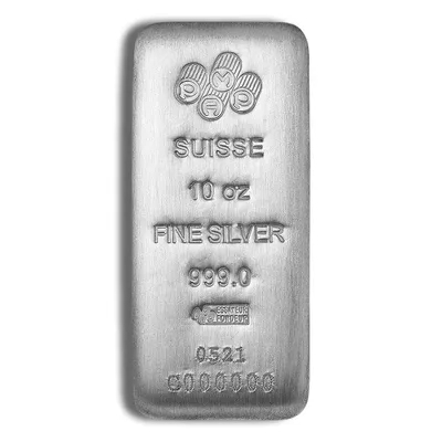 10 oz Silver Bar - PAMP (Cast) — Silver bullion from Standard Bullion