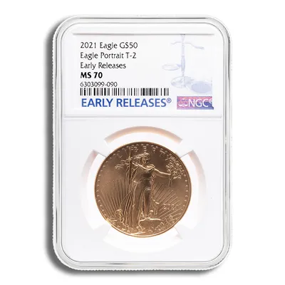 2021 1 oz Gold Eagle $50 NGC MS70 ER (Type 2) — Gold bullion from Standard Bullion