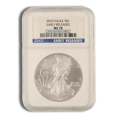 2010 Silver Eagle NGC MS70 Early Releases — Silver bullion from Standard Bullion