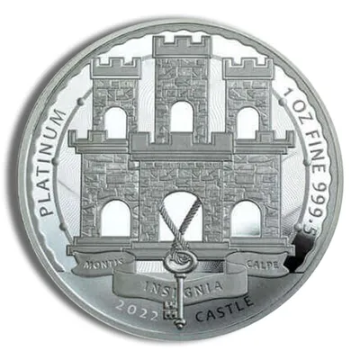 2022 1 oz Gibraltar Platinum Castle — Platinum bullion from Standard Bullion