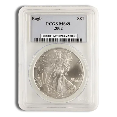 2002 Silver Eagle PCGS MS69 — Silver bullion from Standard Bullion