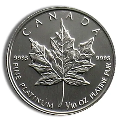 Platinum Maple Leaf - 1/10 oz (Year Varies) — Platinum bullion from Standard Bullion