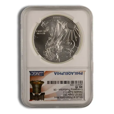 2021(P) Silver Eagle NGC MS70 ER - Emergency Production — Silver bullion from Standard Bullion