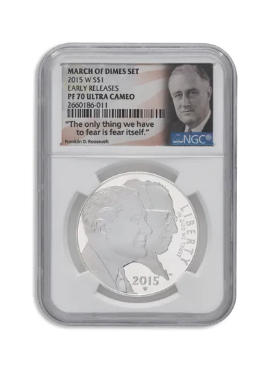 2015-W <body> March of Dimes Silver Commem - NGC PF70 — Silver bullion from Standard Bullion