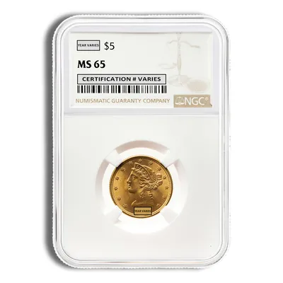 $5 Gold Liberty Half Eagle - NGC MS65 — Gold bullion from Standard Bullion