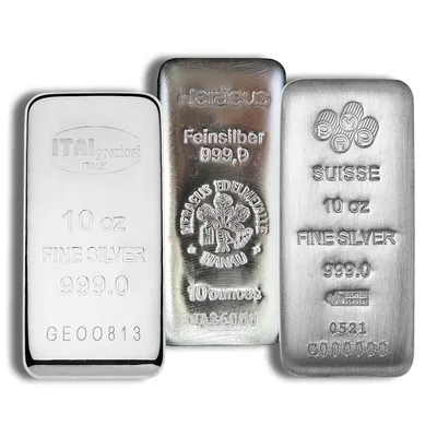 10 oz Silver Bar - Brand Varies (IRA Eligible) — Silver bullion from Standard Bullion